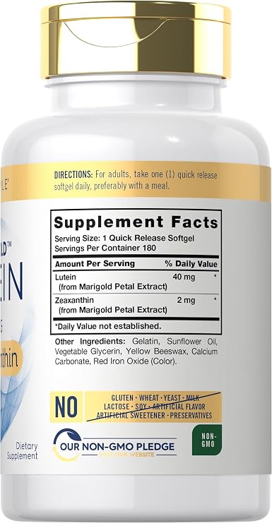 Carlyle Lutein and Zeaxanthin Supplement | 40mg | 180 Softgels