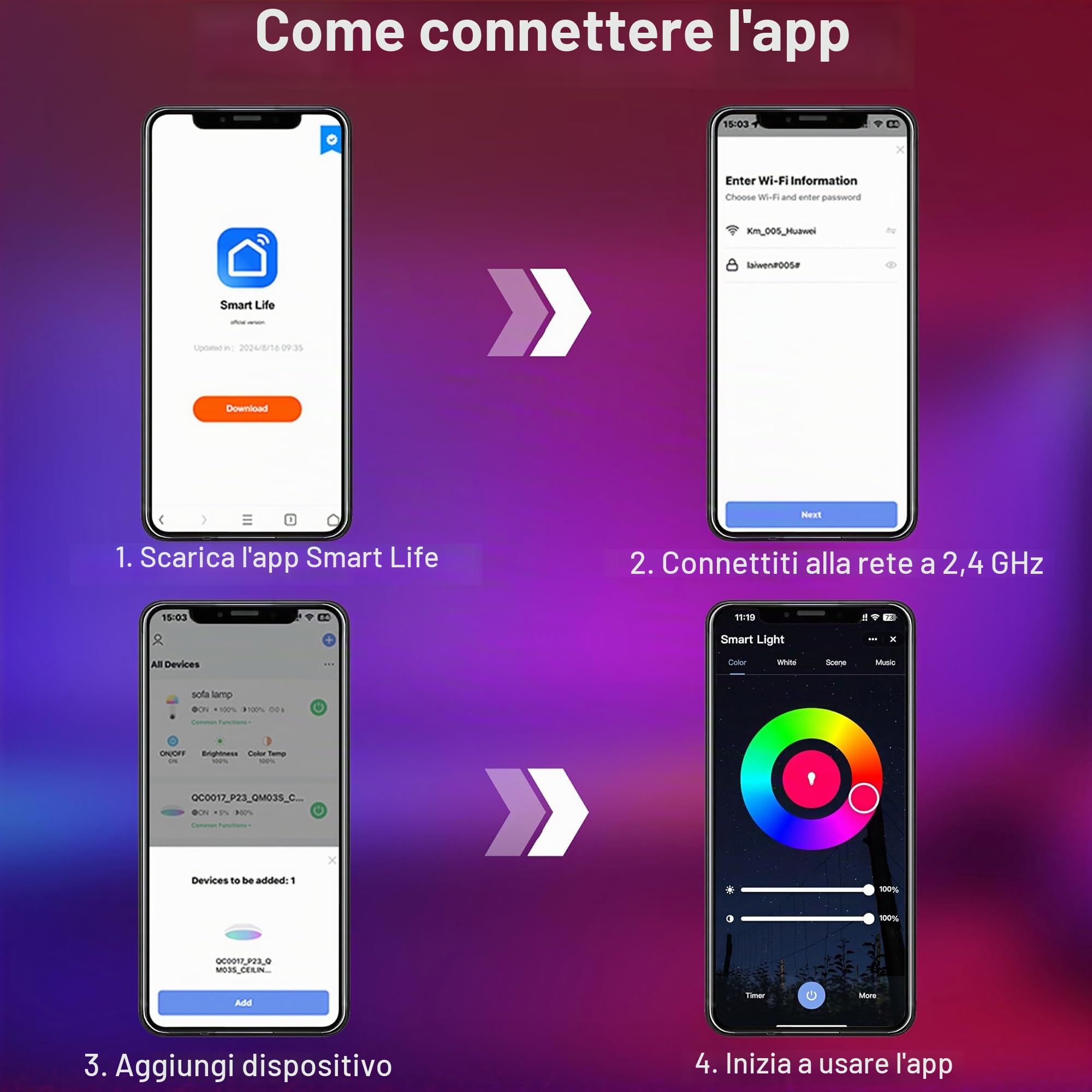 24W Plafoniera Smart LED Ø30CM 2400LM RGB WiFi con App Controllabile Tramite App Compatibile Alexa e Google Assistant per il Soggiorno