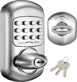 Bravex Keyless Deadbolt Keypad Entry Door Lock Zinc Alloy Sabbath Lock 100% Mechanical Shabbos Lock- No Risk of Low Power, Silver
