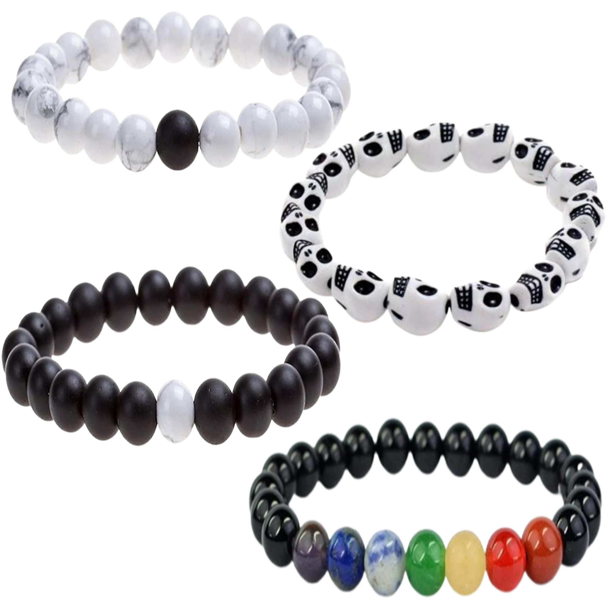 Navjai Jewellery Bracelet for Men, Women 8mm Beads Multicolor 7Chakra Stylish Evil eye Couple Bracelets Best friend/Relationship Band (7 Chakra Bracelet, Set of 4) (B0CGPZKLXM) Amazon Price History, Amazon Price Tracker