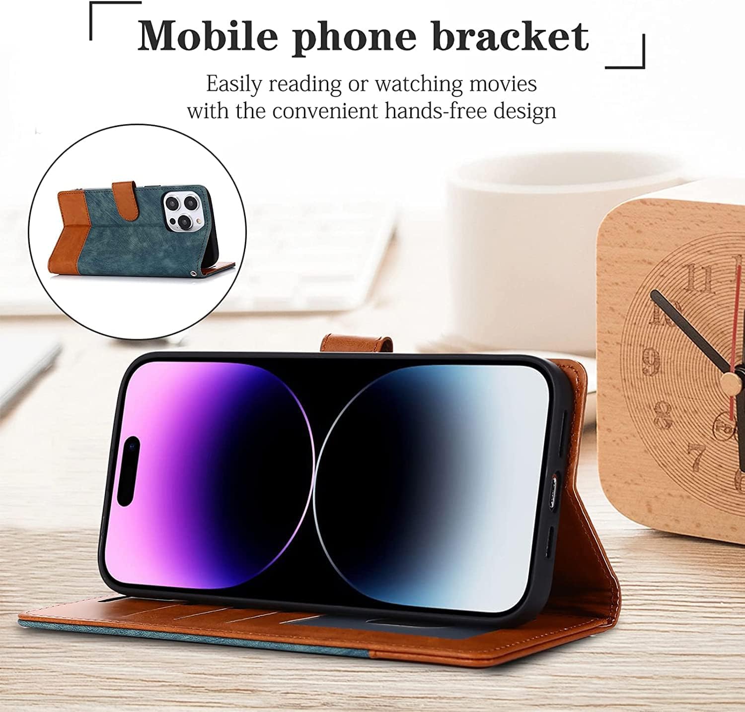 Wallet Case for iPhone 14/14 Plus/14 Pro/14 Pro Max, Premium Leather Kickstand Card Slots Flip Cell Phone Cover Magnetic Clasp Shockproof Folio Case (Color : Green, Size : 14Pro)