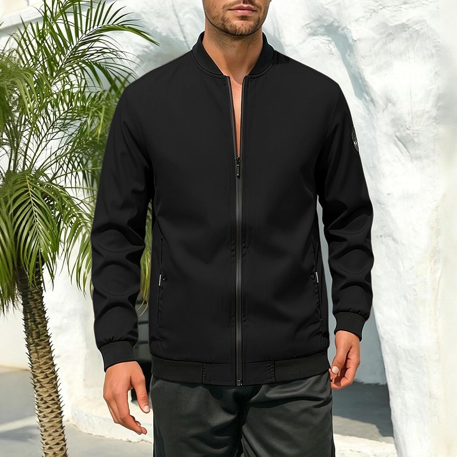 Men's Bomber Jacket Casual Fashion Lightweight Full Zip | Bomber Jackets for Men Casual Jackets Fashion Lightweight Full Zip Windbreaker Baseball Sportwear Coat with Pockets