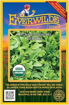 Everwilde Farms - 1000 Organic Roquette Arugula Herb Seeds - Gold Vault Packet