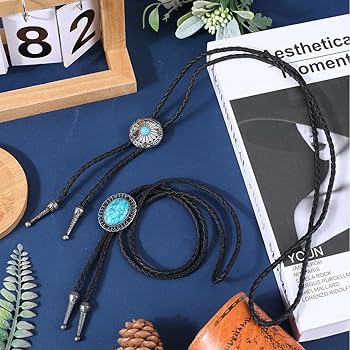 Cravatte Bolo Western In Pelle Con Pietra Turchese - 2 Stili Per Uomo E Donna - Foto 9