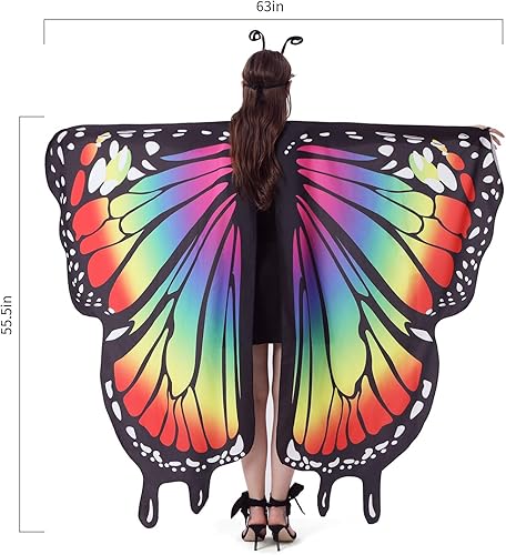 Miniatura 2 de Alas de mariposa, disfraz de mariposa "2021", máscara de encaje de mariposa, diadema de antena de insectos, disfraces de Halloween para mujer