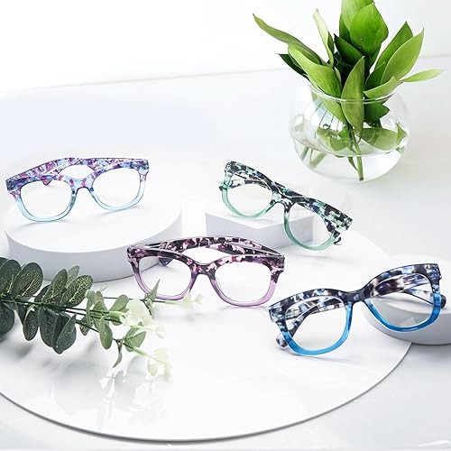 Miniatura 8 de fadbon Paquete de 4 lentes de lectura progresivos multienfoque para mujer, bloqueo de luz azul, lectores multifocales con bisagra de resorte
