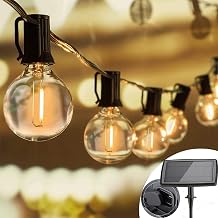 Joomer Guirlande Solaire Exterieur Jardin, 15,6M 25+2 G40 Ampoule Lumière Solaire Extérieure IP65 Étanche, Guirlande Guinguette Exterieur Solaire pour Décorer Balcons Tonnelle pavillon, Blanc Chaud