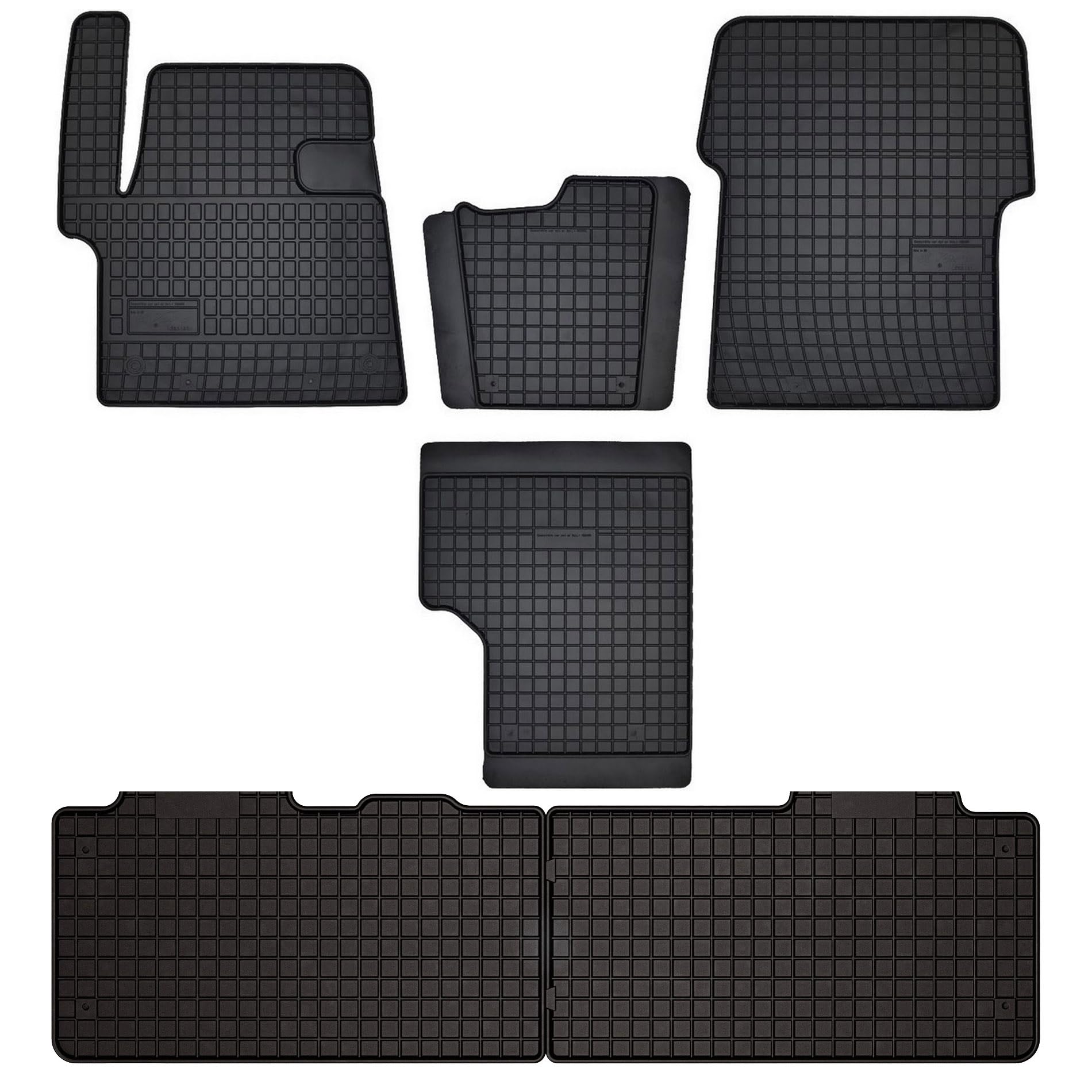 Tappetini in gomma su misura, compatibili con Peugeot Traveller (2016) | Qualità: Premium – Vestibilità precisa antiscivolo, 6 pezzi, colore nero