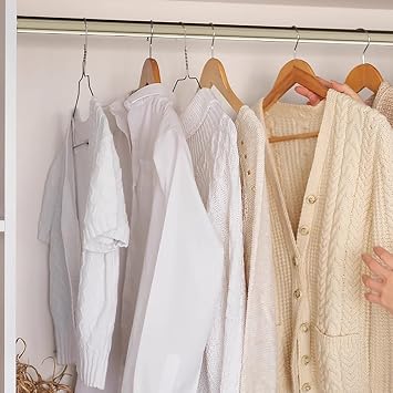 Wardrobe Support Organizer Rod, Heavy Duty Closet Rod End Supports Flange Rod Holder, Coats Holders for Clothing Store Laundry Room, Space Saving RailGold,150cm59"