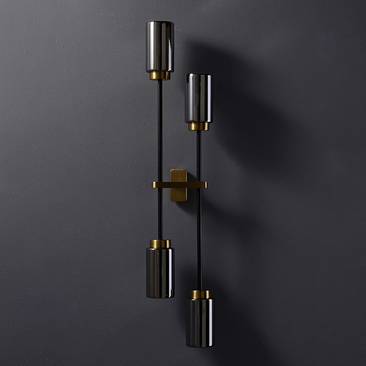 Post-Modern Luxury Unique Creative LED Wall Sconce Copper & Black Plated Arms 4 G9 Smoky Gray Glass Shades Vertical for Living Room Bedroom Study Dining Hallway Hotel Accent Lighting