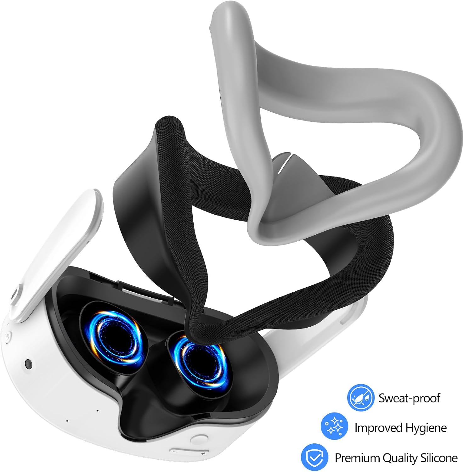 Silicone Face Cover for Meta Quest 3S - Skin-Friendly Anti-Sweat VR Face Pad with Ventilation & Lightproof Design (Gray)