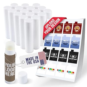 Custom Lip Balm Bulk - Personalized Lip Balm Labels - Made in USA Natural Ingredients Vitamin E Shea Butter - Custom Chapstick Bulk Lip Balm Tubes For Party & Wedding Favors Vanilla, 30 Pack