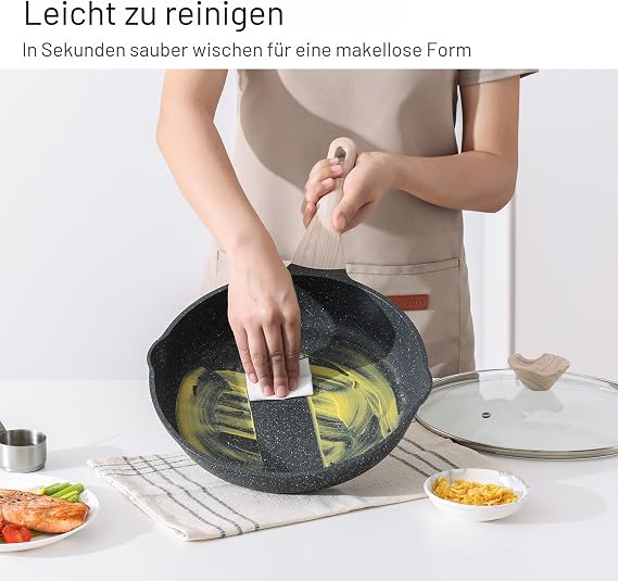 Kordisen Non-Stick Frying Pan 32 cm Granite Coating Pan Induction Healthy and Non-Toxic PFOA-Free