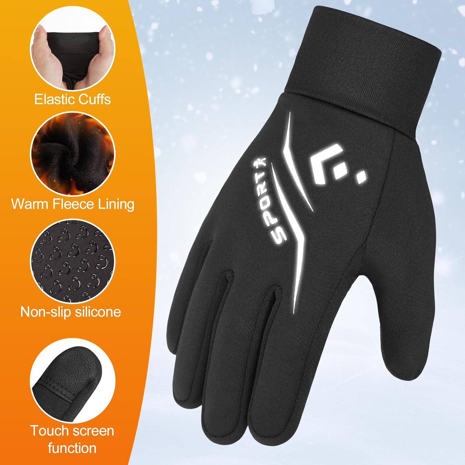 Winter Warm Kids Cycling Gloves - Cold Weather Touchscreen Glove for Childrens Riding Bike and Football Grip Anti-Slip Outdoor Ski Sports Gloves for Boys Girls 4-12 Year Old - Image 2