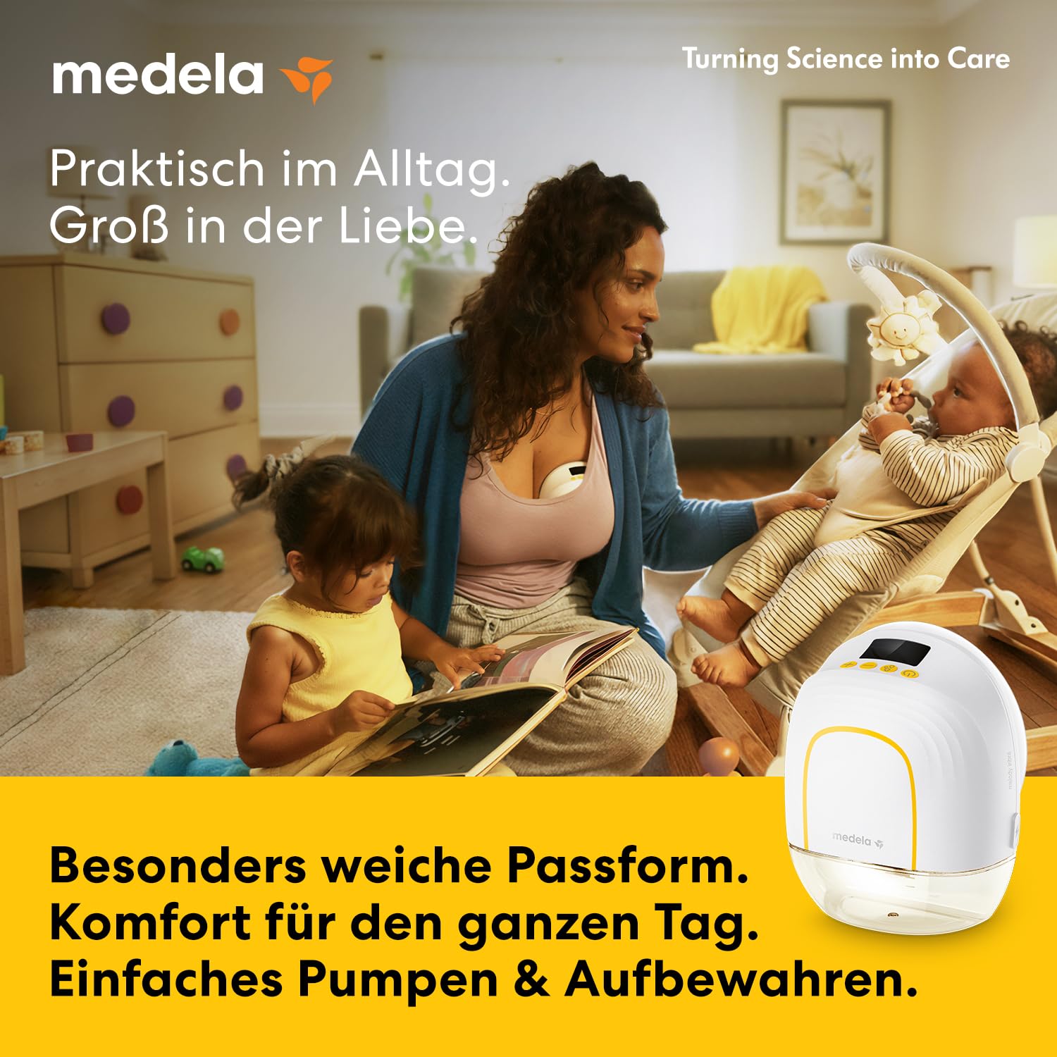 Medela Melody InBra Tragbare Einzelmilchpumpe, Hands-free, einfaches Pumpen & Aufbewahren, starke Leistung, 2 Modi & 9 Vakuumstufen, Brusthauben aus weichem Silikon, USB-C-Ladeanschluss