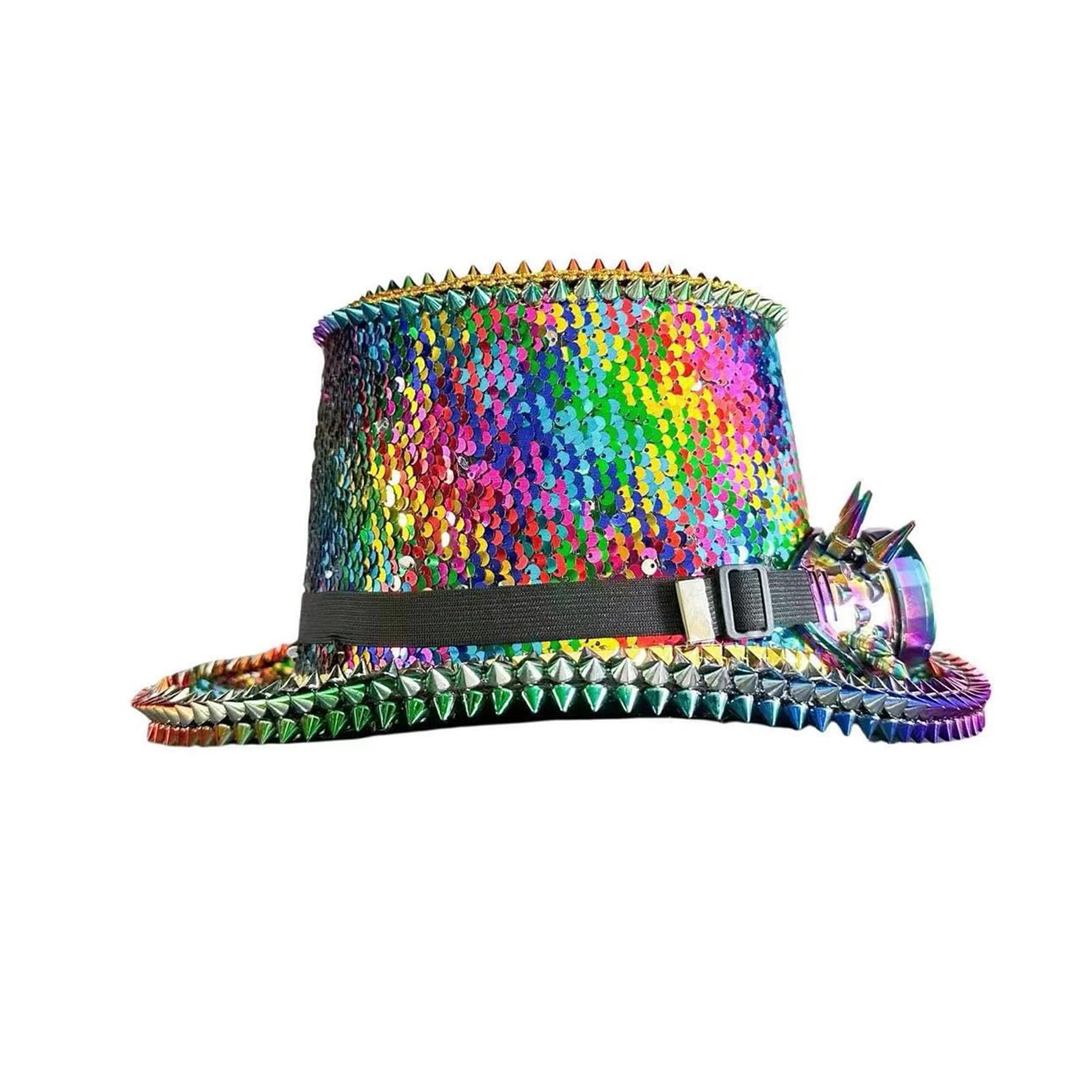 Chapeau de capitaine à paillettes scintillantes avec lunettes pour festival de musique, bal masqué, fête, accessoires de jeu de rôle