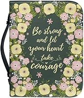 Vista 16 de Funda compacta marrón para la Biblia con asa, bolsa de Biblia para mujer con ranuras para bolígrafos, funda de transporte portátil para la Biblia