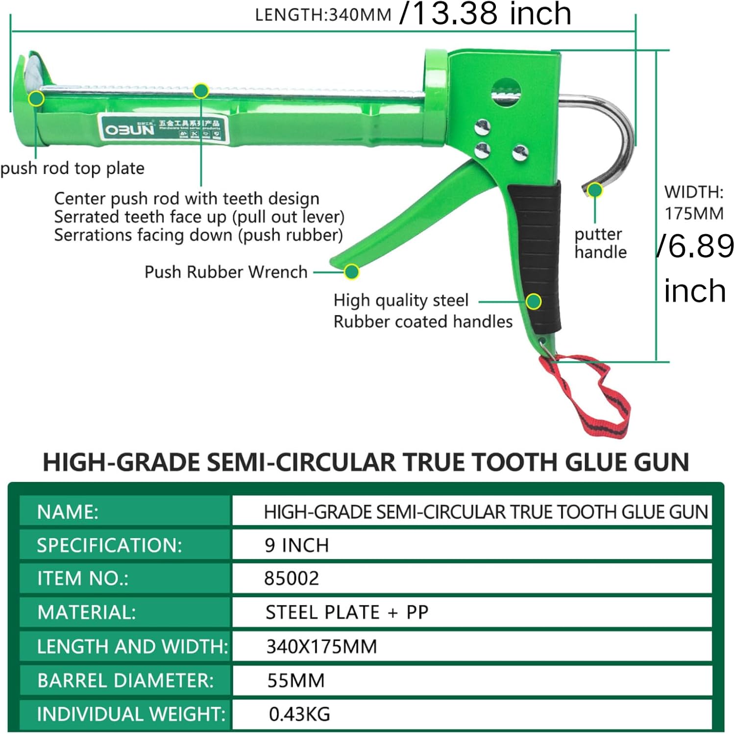 Caulk Gun, 2-Pack Dripless Caulking Gun with 14-Piece Tool Kit, 360° Swivel Barrel for Bathroom Kitchen Window Sealing