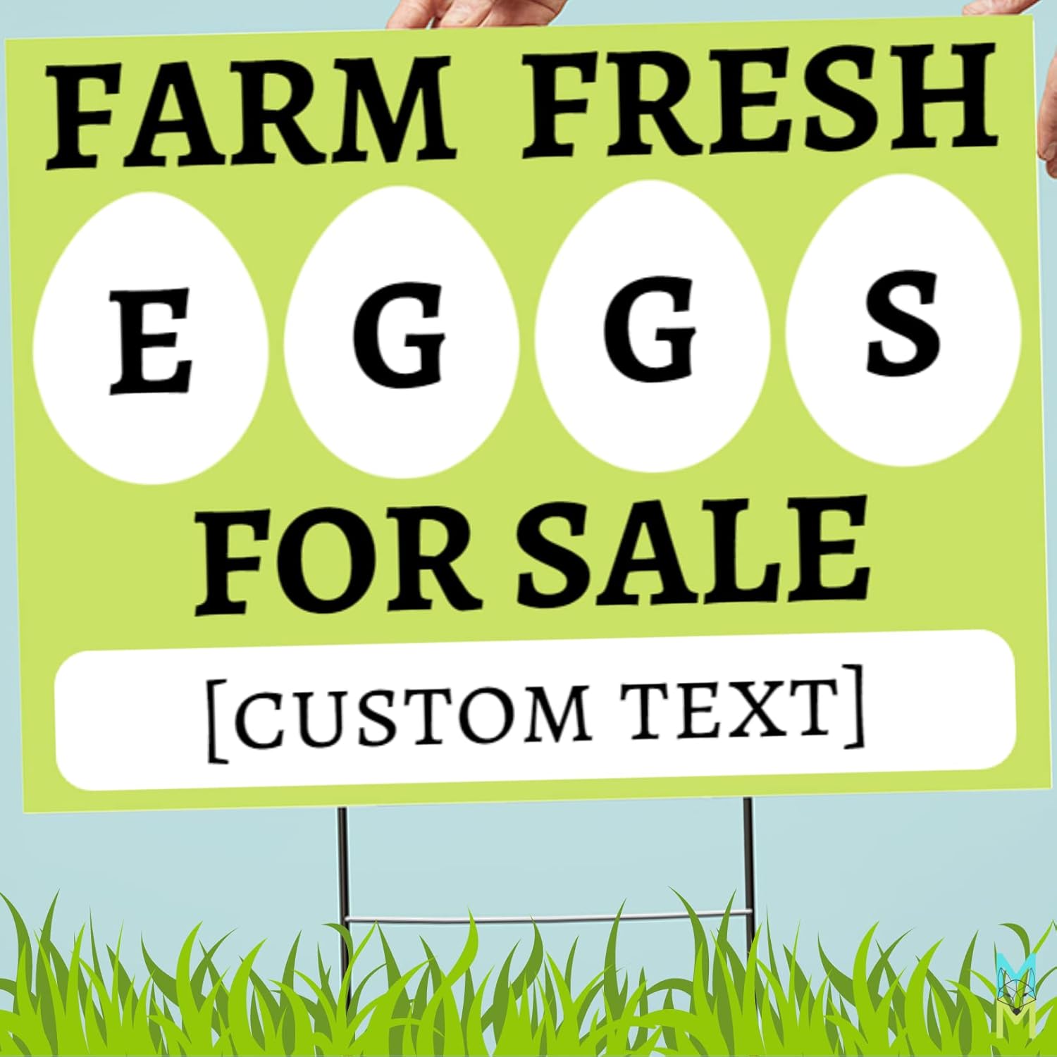 Custom Eggs For Sale Yard Sign 18x24 inch Double Sided Metal H Stake Included