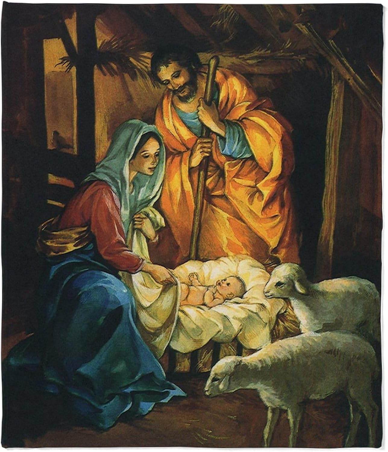 CafePress Vintage Christmas Nativity Throw Blanket Super Soft Fleece Plush Throw Blanket, 60"x50"