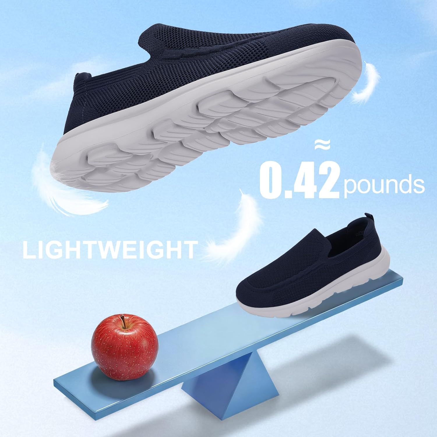 konhill Men's Walking Shoes Slip on Loafers- Mesh Casual Tennis Sneaker Breathable Shoes - Image 3