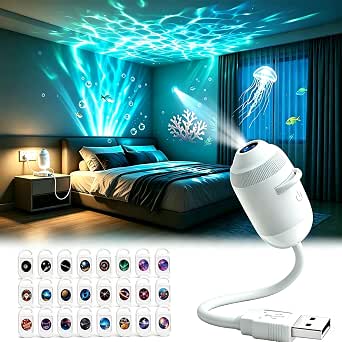Galaxy Projector, Ocean Projector, 5D Holographic Night Light Projector, USB-Powered, 360° Adjustable, 24 Scenes