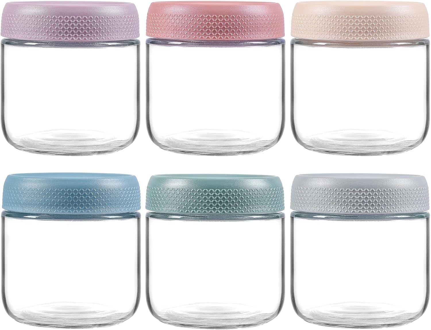 NETANY 6-pack 10oz Glass jars with Airtight Lids, Overnight Oats Containers with Lids, Wide mouth Mason Salad jars, Glass Food Storage Containers for Snacks Yogurt Spice Sugar