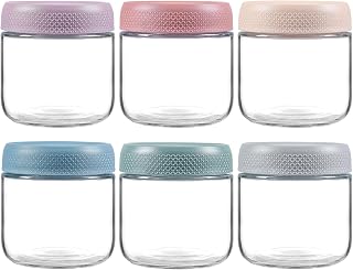 NETANY 6-Pack 10oz Glass Jars with Airtight Lids - Overnight Oats Containers, Wide Mouth Mason Jars for Salad, Snacks, Yogurt, Spices (BPA-Free)