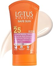 Lotus Herbals Safe Sun Kids Sunscreen Cream for Sensitive Skin | SPF 25 | Non Greasy | Sweat & Waterproof | 50g