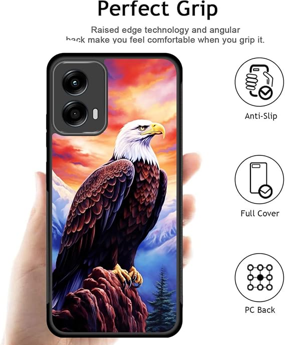 for Moto Edge 2024 ケース タイヤの縁ズレ防止加工 かわいい デザイン 耐衝撃 バンパー 全面保護 ハゲワシ