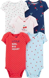 Kit Body Carter's Manga Curta Feminino Cereja 6 Meses