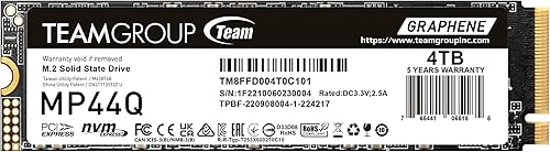 TEAMGROUP TM8FFD004T0C101 - Unidad de estado sólido SSD interno MP44Q de 4 TB, caché SLC, Gen 4x4, M.2 2280, PCIe 4.0, NVMe, laptop, computadora,