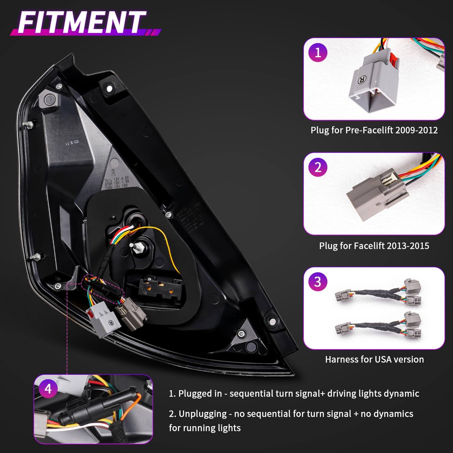 Archaic Posteriori Per Ford Fiesta Hatchback MK7/MK7.5 SE/ST 2009-2017 | LED luci Fari Posteriori con sequenziali,animazione DRL,Con E-Mark