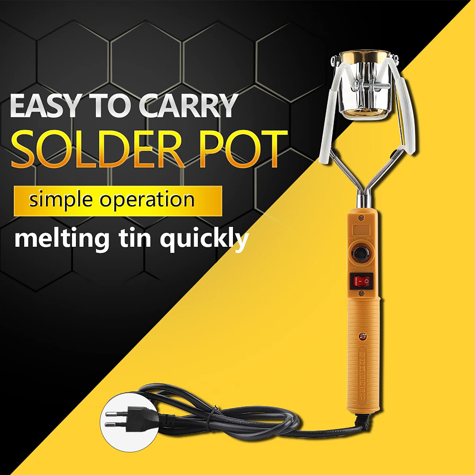 Olla de soldadura portátil, olla de soldadura de estaño de diseño profesional resistente al desgaste ajustable para la fábrica(280W UE 220V)