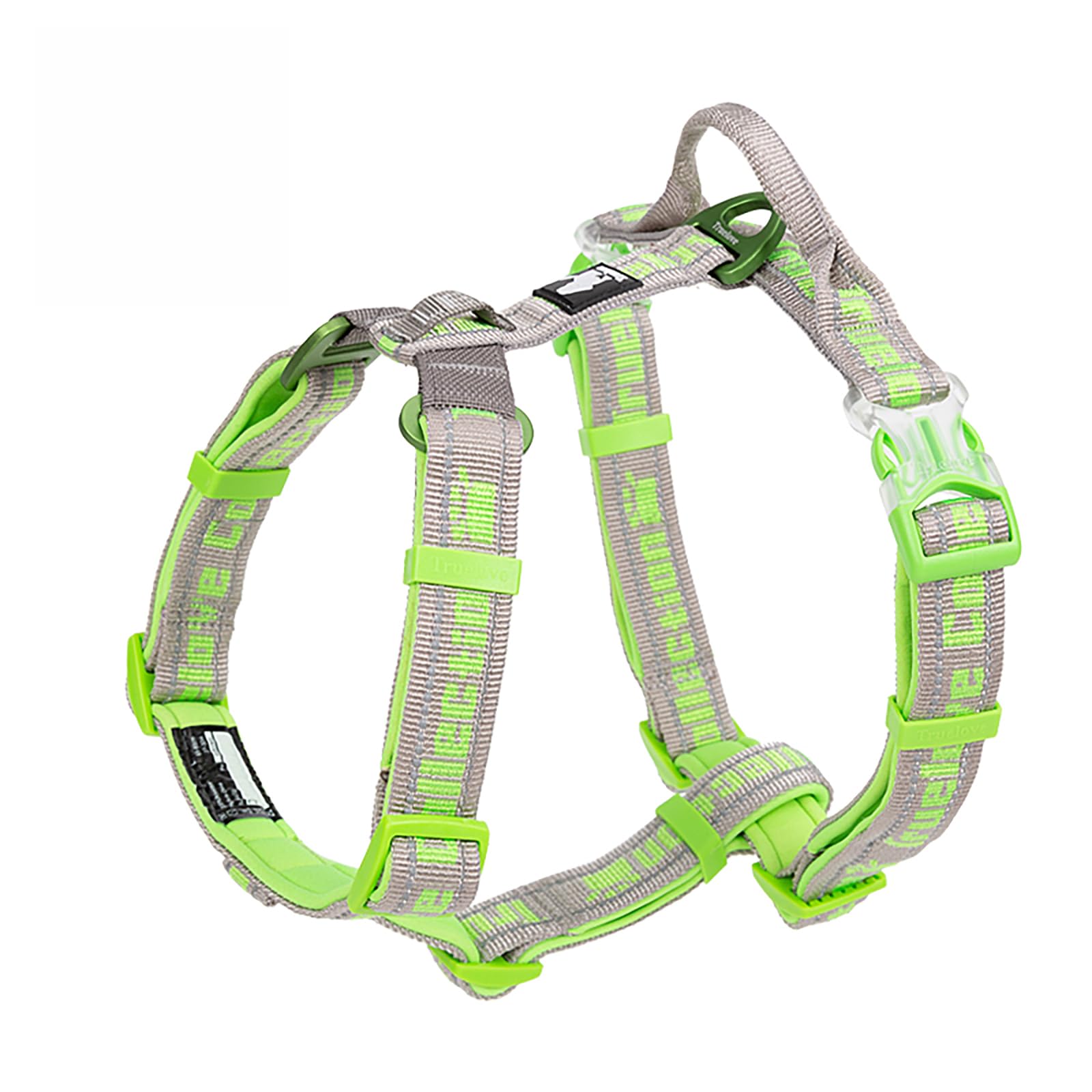 Truelove H-Type Dog Harness, Breathable & Reflective, Gray/Grass Green, XL