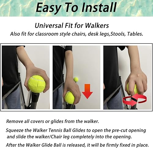 Miniatura 6 de RMASCOV - Pelotas de tenis para caminantes, paquete de 4, pelotas de tenis precortadas para caminantes, pelotas de tenis para patas de silla