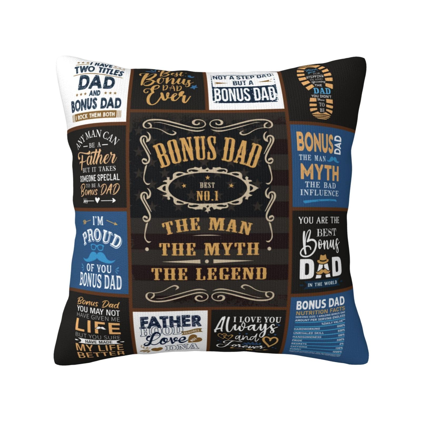 Skizbcw Step Dad Gifts from Daughter Son, Bonus Dad Gifts from Daughter, Stepped Up Dad Gifts from Kids, Step Father Birthday Gifts Throw Pillow Covers 18 x 18 Inch