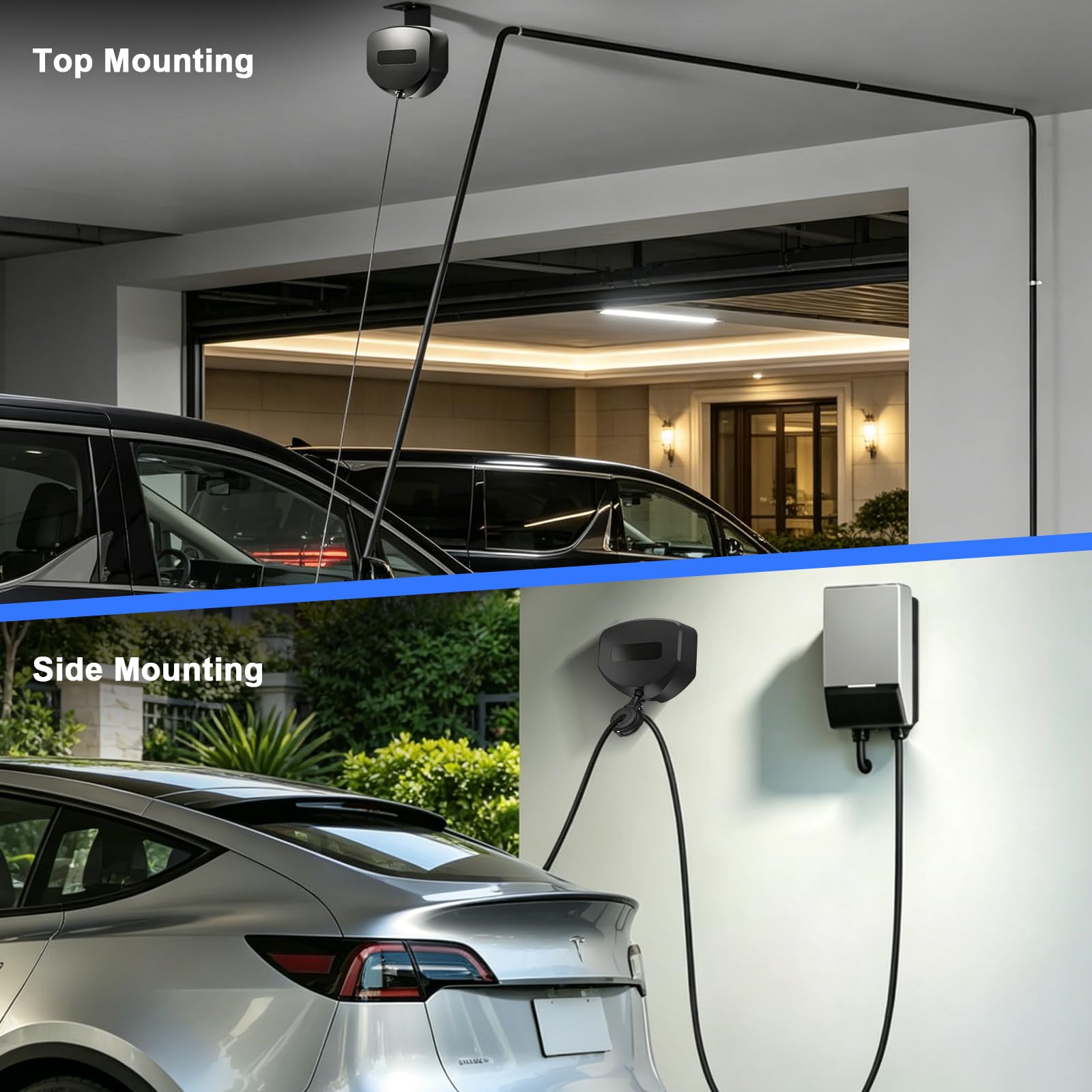 Automatycznie zwijany uchwyt na kabel Wallbox, automatyczny zwijacz kabla do ładowania pojazdów elektrycznych, bęben kablowy, automatyczny uchwyt, kabel ładujący, typ 2, typ 1, uchwyt ścienny