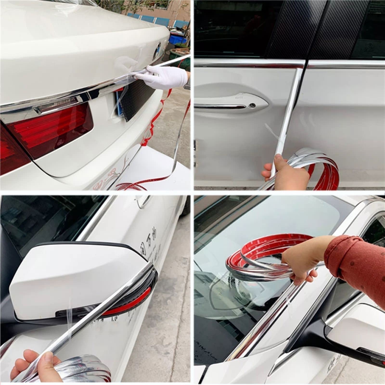 13M Embellecedor Cromado para molduras automotrices, Moldura de Cromo para automóvil, Decorativa Plateada para carrocería de automóvil, Ventana Lateral, Puerta, a Prueba de rayones (autoadhesiva)
