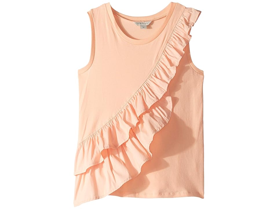 

HABITUAL girl Calista Mixed Fabric Ruffle Top (Big Kids) (Peach) Girl's Clothing, Orange