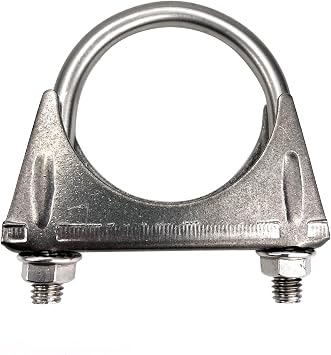 Universal Heavy Duty 2-1/2 Inch Stainless Exhaust Exhaust Clamp 2.5" Exhaust U-Bolt Clamps Saddle Design with Reinforced Ribs