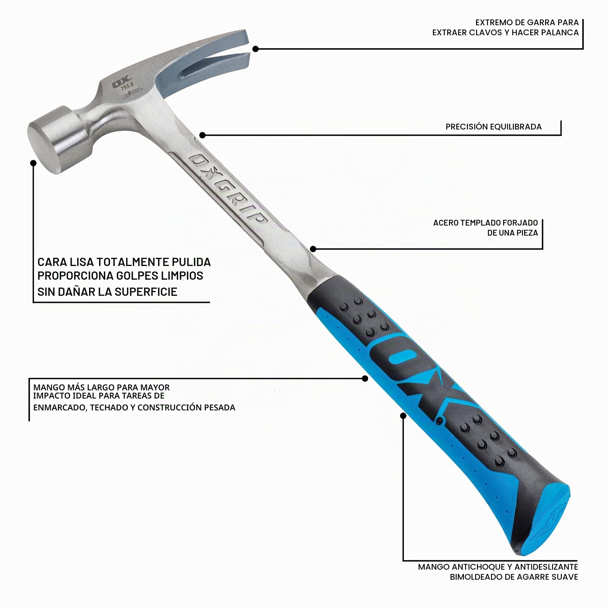 OX Tools Pro Framing Hammer - 28 Oz, Multicolor