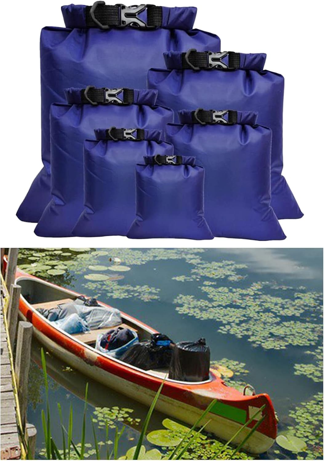 Deerace 6パック防水ドライバック 軽量屋外ドライバッグラフティングボートキャンプ用の究極のドライバッグ 1 5l 2 5l 3l 3 5l 5l 8l 青 人気満点