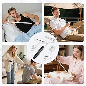 Snowyee Oversized Back Scratcher Detachable Backscratchers Extendable with Extra Large Wide Variety Heads for Women Men for Scratching Itch with Gift Box (4 Pieces/Black)