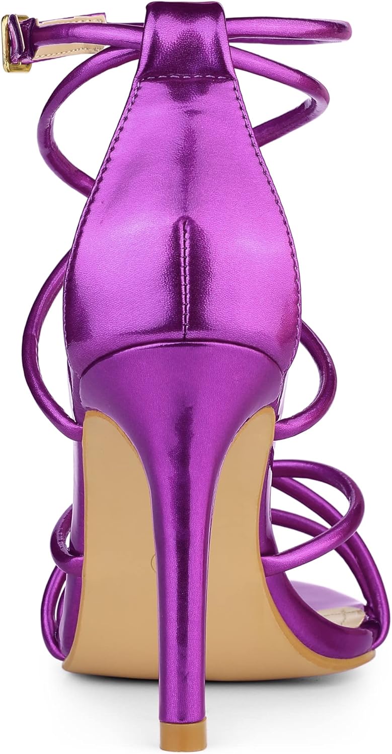 Allegra K Women's Open Toe Strappy Straps Stiletto Heel Purple Sandals 10 M US - Image 3