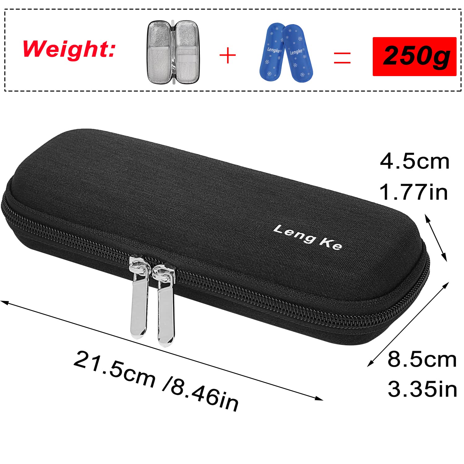 JAKAGO EVA Compact Insulin Cooler Travel Hard Case,Lightweight and Durable Diabetic Small Storage Travel Packs for Insulin Pens & Needles with 2 Ice Pack (Black) - Image 2