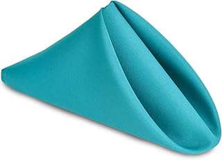 Hiasan Cloth Napkins Set of 6, 18 x 18 Inch, Washable Turquoise Dinner N...
