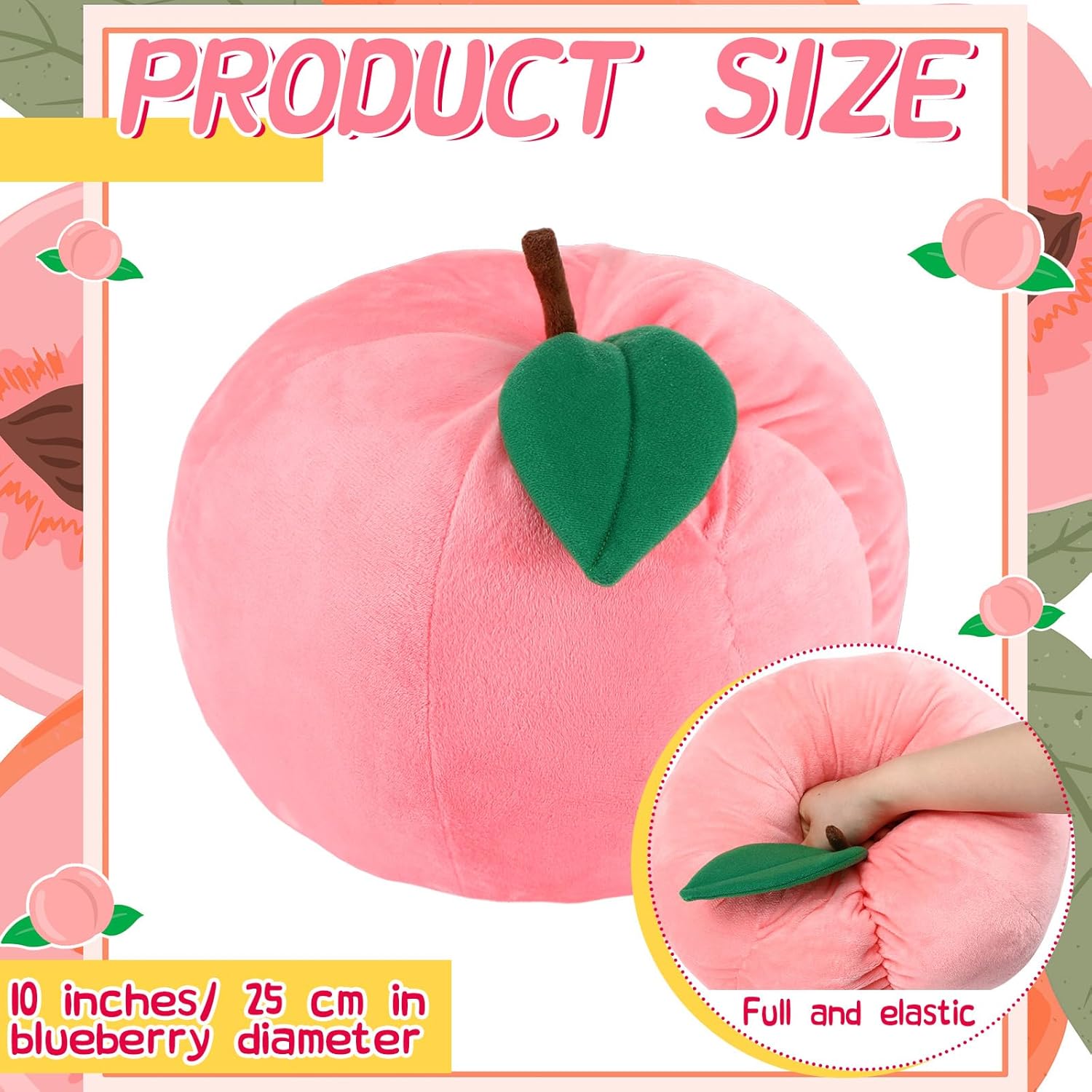 Beeveer Peach Plush Decorative Gift Cute Fruit Plush Pillow Kawaii Hugging Plushies Soft Novelty Cushion Seat Home Room Decor