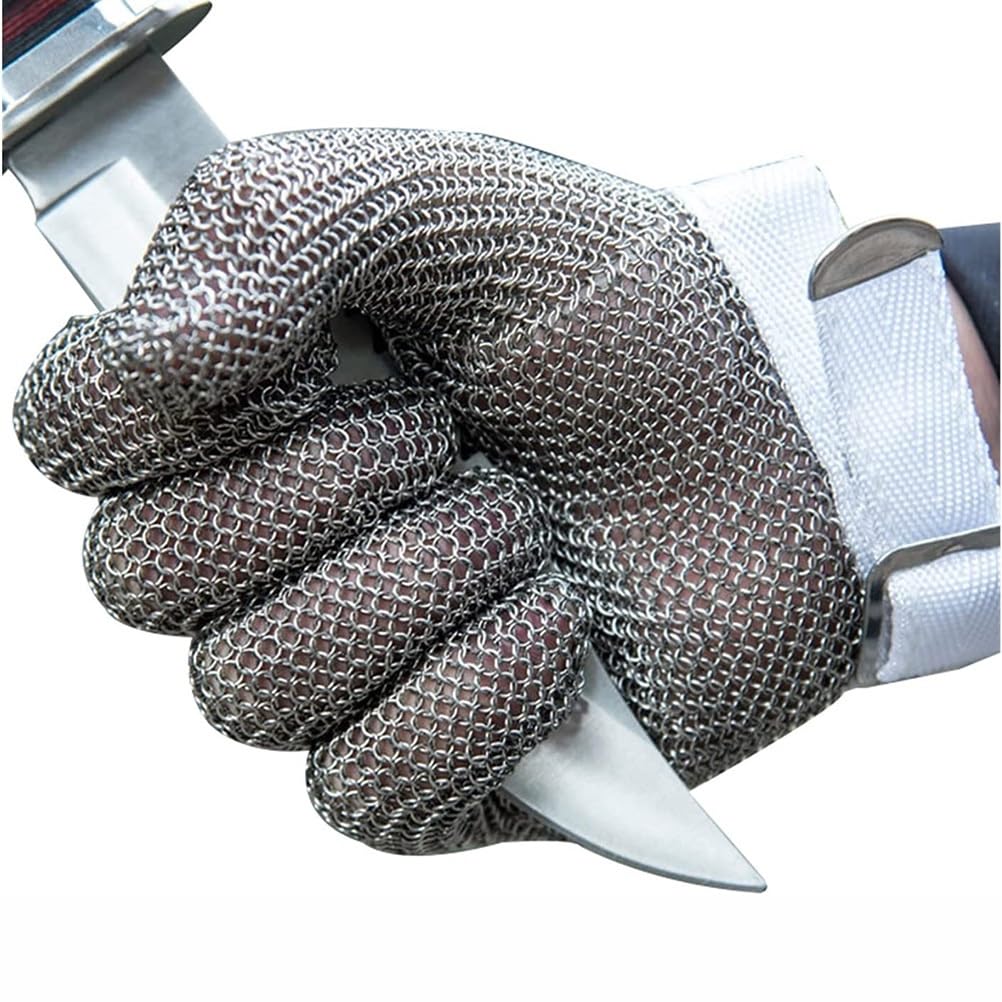 Cut Resistant Gloves Odporne na przecięcie rękawice laboratoryjne, rękawice kolcze ze stali nierdzewnej, regulowany pasek na nadgarstek, odporne na przecięcie, bezpieczne rękawice robocze (Size : S/A
