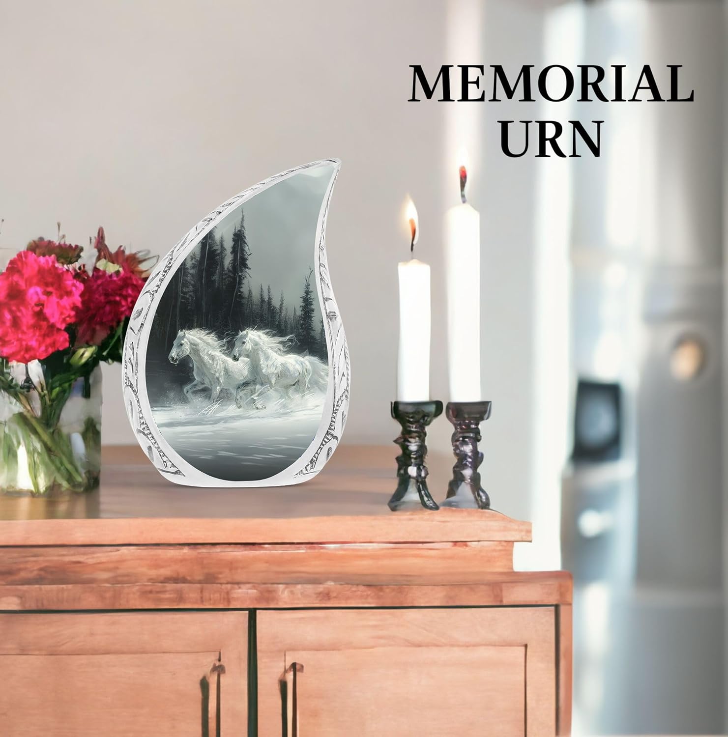 Horse Urn for Human Ashes - Funeral Urns for Human Ashes Adult - Horse Cremation Urn - Large Decorative Urn for Mom and Dad 10inch and 200 Cubic Inches